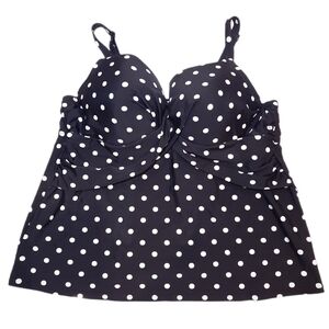 💠SEA SWIMWEAR Polka Dot Tankini Top Pin Up Underwire 44DDD Bra A-Line Swing
